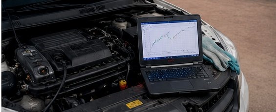 Vehicle engine diagnostic testing with computer equipment